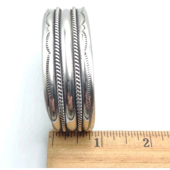 Native American 3/4" Navajo Sterling Silver Bracelet Cuff TAHE 41g Size 6.5-6.75 - Picture 11 of 15